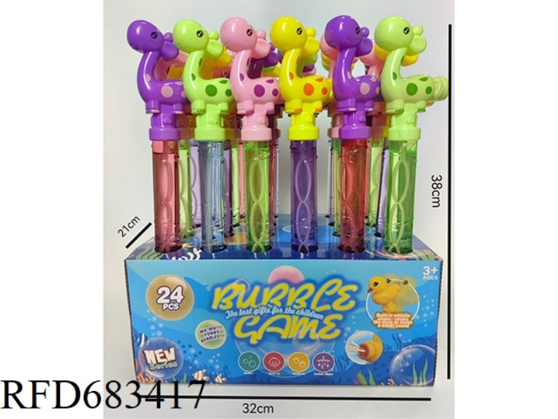 38CM WHISTLE GIRAFFE BUBBLE STICK 24PCS