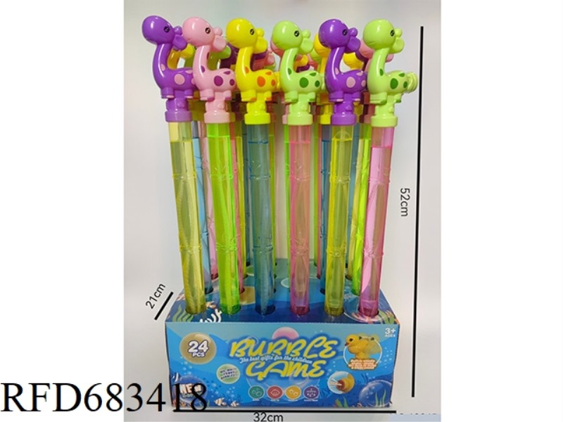 52CM WHISTLE GIRAFFE BUBBLE STICK 24PCS