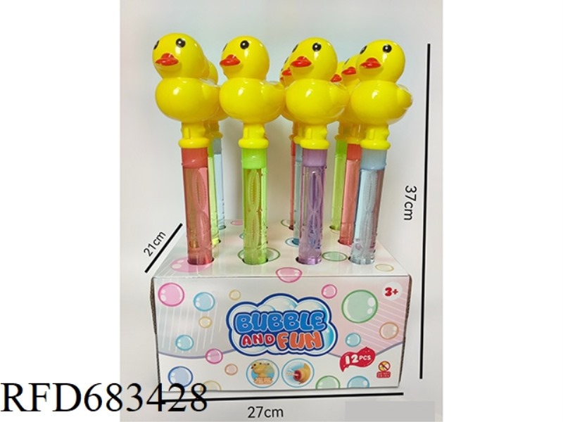 37CM WHISTLE, RHUBARB DUCK BUBBLE STICK, 12PCS