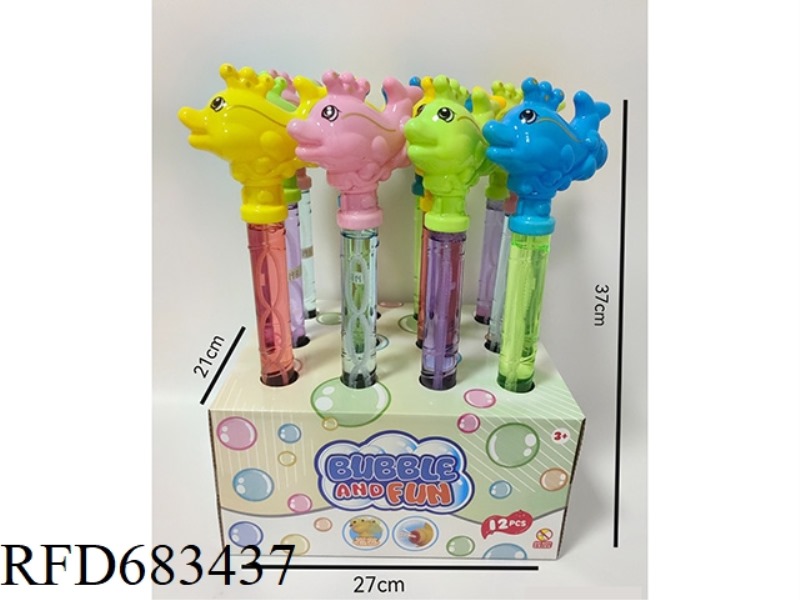 37CM WHISTLE LARGE DOLPHIN BUBBLE STICK 12PCS