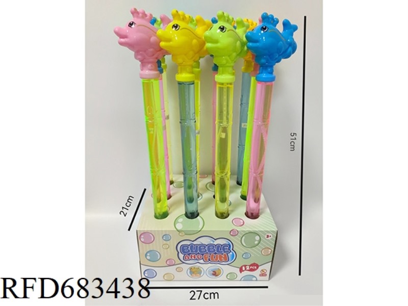 51CM WHISTLE LARGE DOLPHIN BUBBLE STICK 12PCS