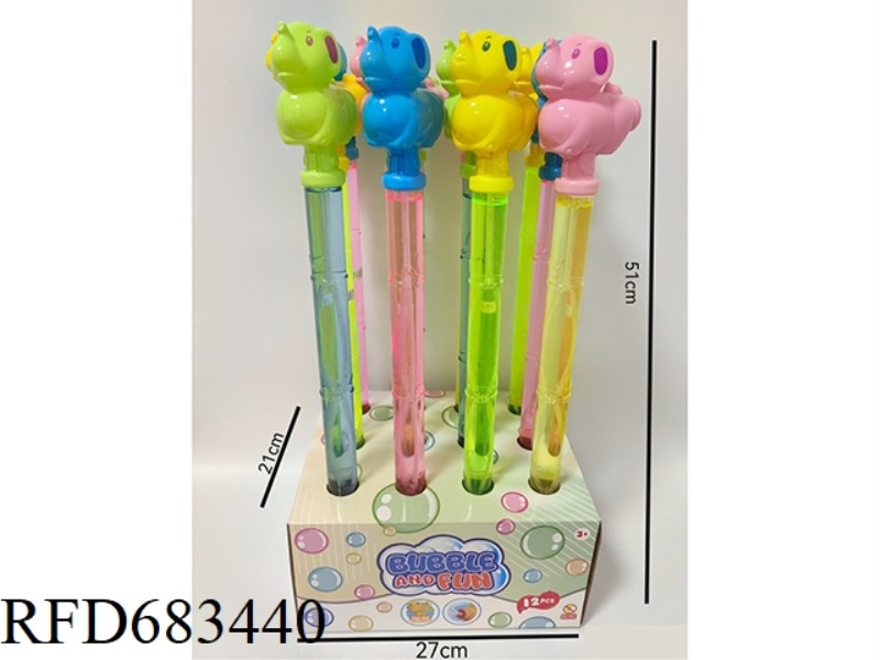 51CM WHISTLE, BIG-EARED ELEPHANT BUBBLE STICK, 12PCS