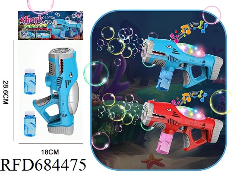 POROUS SHARK BUBBLE GUN (20 HOLES) 4*AA BATTERY 2*50ML