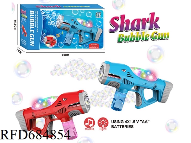 Porous Shark Bubble Gun (20 holes) 4*AA Battery 50ml *1