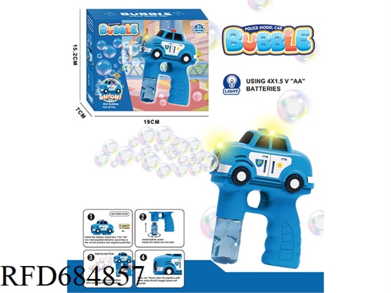Porous police car bubble gun (8 holes) 4*AA battery 50ml *1