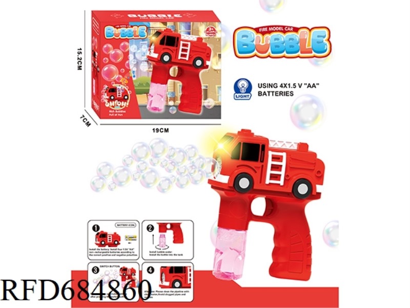Porous fire truck bubble gun (8 holes) 4*AA battery 50ml *1