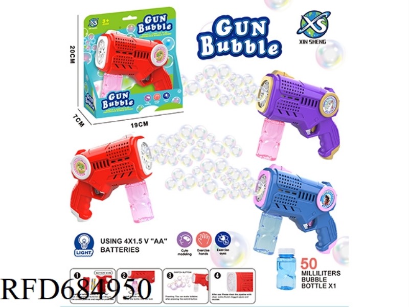 BUBBLE GUN (20 HOLES) 4*AA BATTERY 50ML *1