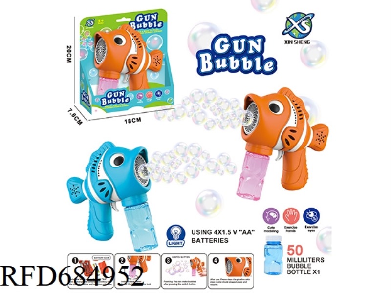 POROUS CLOWNFISH BUBBLE GUN (20 HOLES) 4*AA BATTERY 50ML *1