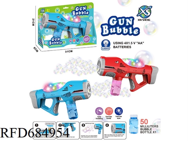 POROUS SHARK BUBBLE GUN (20 HOLES) 4*AA BATTERY 50ML *1