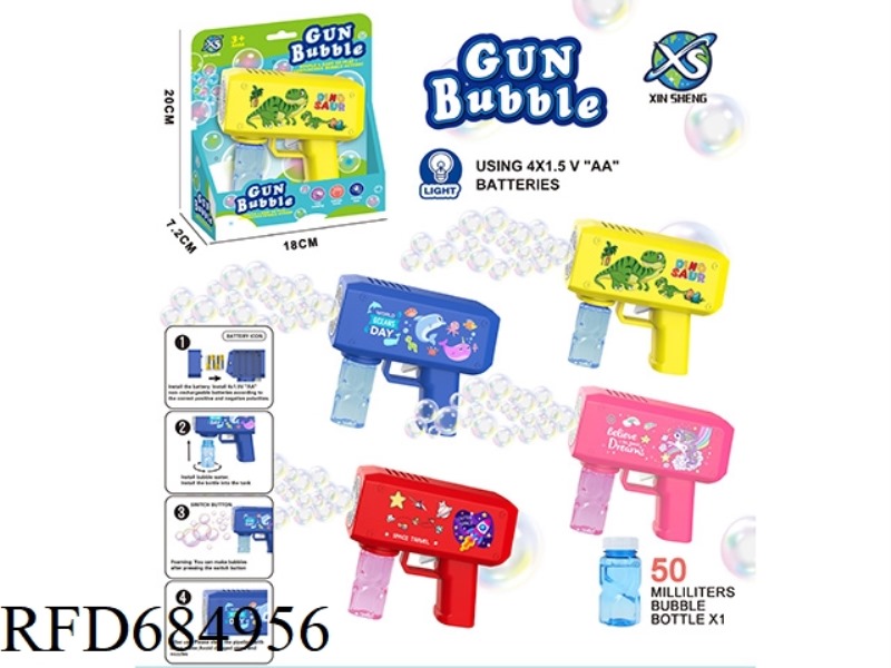POROUS DOLLAR BILL BUBBLE GUN (20 HOLES) 4*AA BATTERY 50ML *1