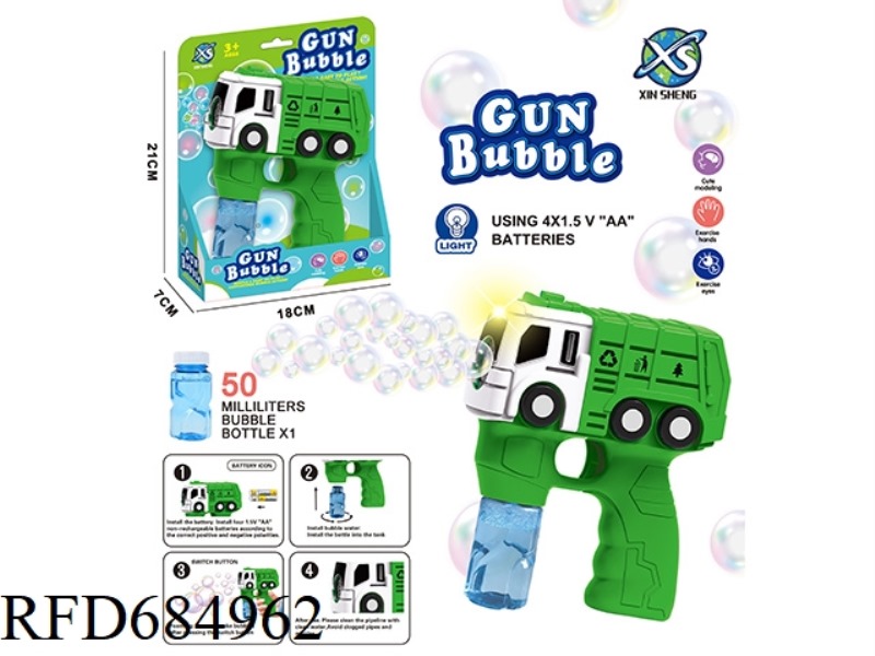 POROUS SANITATION TRUCK BUBBLE GUN (8 HOLES) 4*AA BATTERY 50ML *1