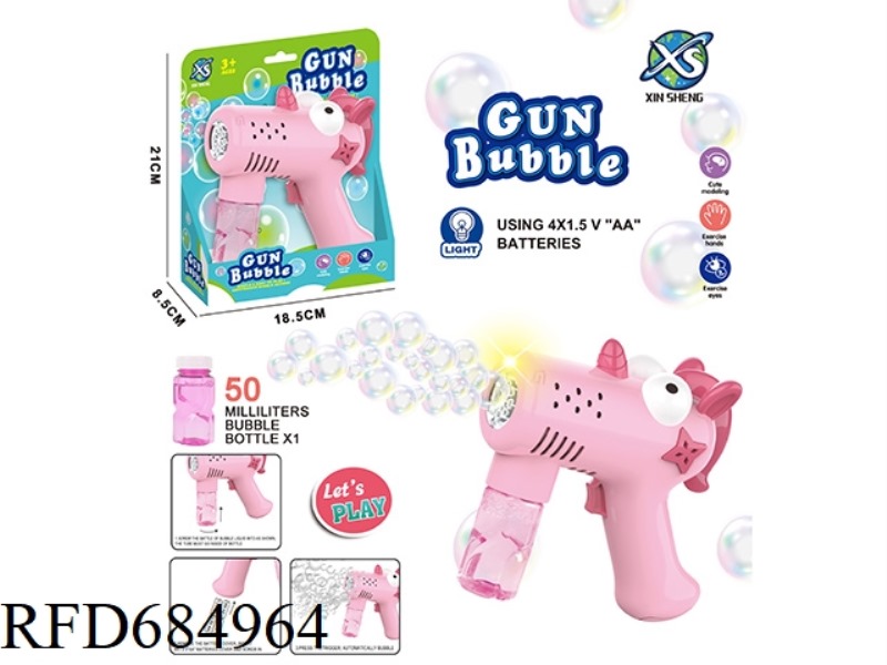 UNICORN BUBBLE GUN (8 HOLES) 4*AA BATTERY 50ML *1