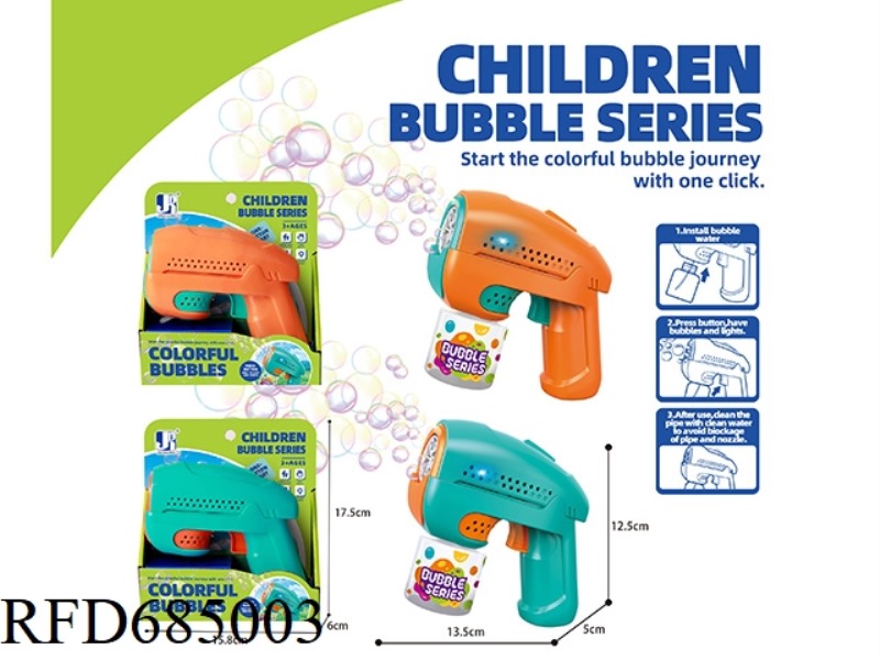 SOLID COLOR MEDIUM 6-HOLE ELECTRIC SPACE BUBBLE GUN WITH LIGHTING 70ML *1