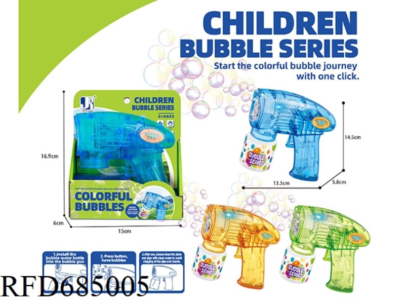 ELECTRIC LIGHT TRANSPARENT 8-HOLE BUBBLE GUN 85ML *1