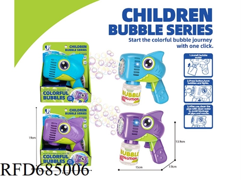 ELECTRIC LIGHT 10-HOLE SHARK BUBBLE GUN 85ML *1