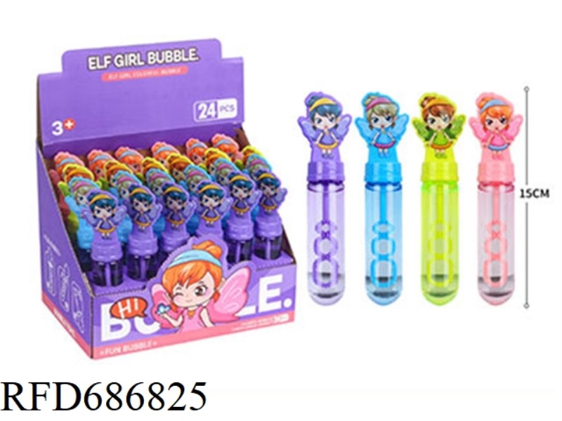A BOX OF 24 PIECES OF 35ML FAIRY FAIRY GIRL BUBBLE STICKS