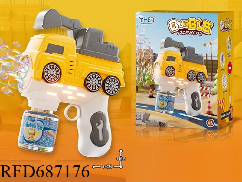 EXCAVATOR BUBBLE GUN WITH 1 BOTTLE OF 90ML BUBBLE WATER