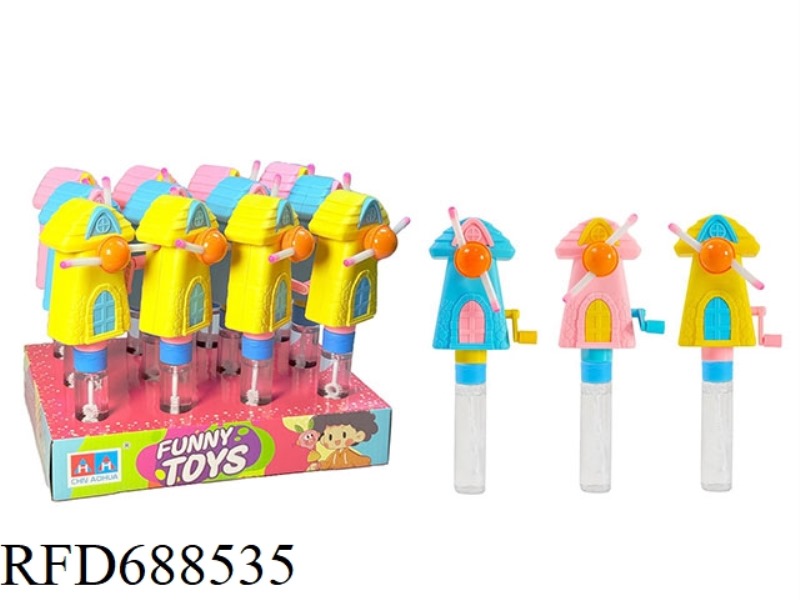 HAND CRANKED LIGHT WINDMILL (BUBBLE STICK)