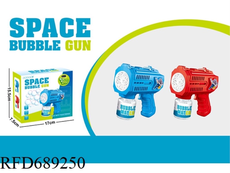 SPACE BUBBLE GUN 2 COLORS WITH 1 BOTTLE OF 90ML BUBBLE WATER