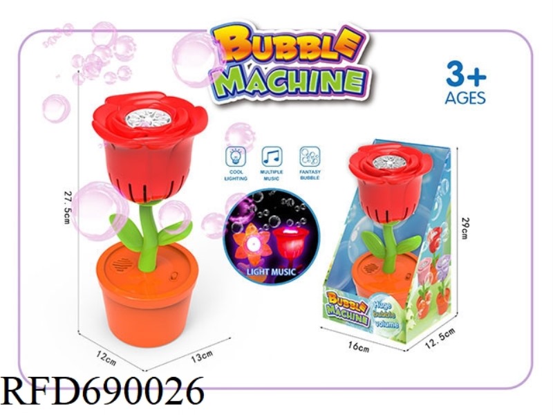 CROSS-BORDER OUTDOOR ELECTRIC SOUND AND LIGHT HIGH-VOLUME MULTI-HOLE BUBBLE BLOWING ROSE-SHAPED BUBB