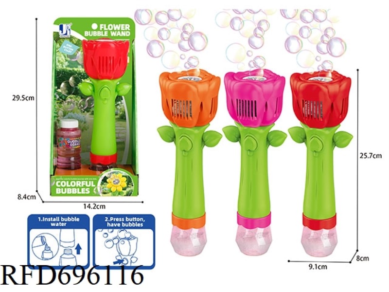 ELECTRIC ROSE-SHAPED BUBBLE WAND WITH LIGHT AND MULTIPLE HOLES, 100ML * 1