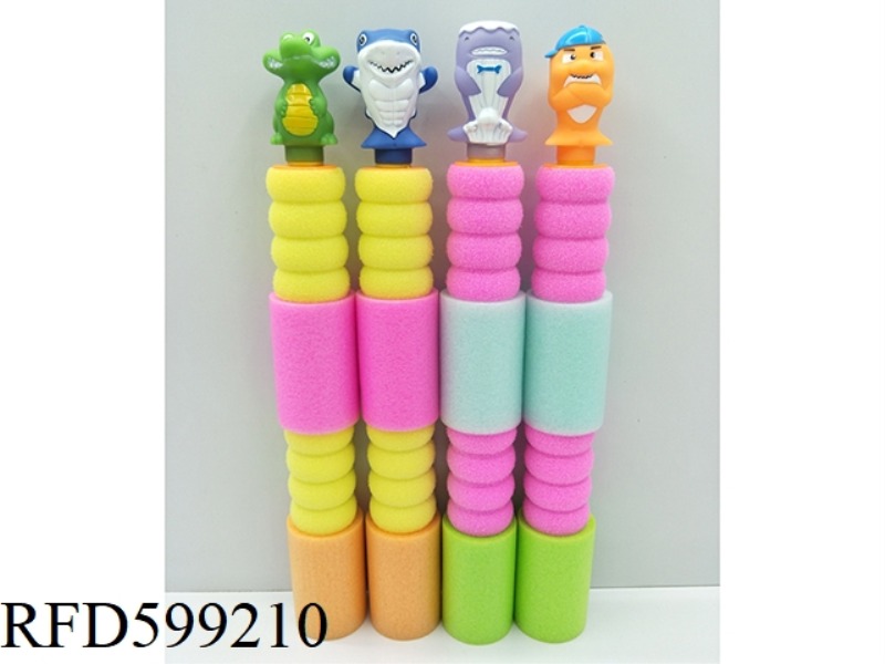 SHARK/DOLPHIN/CROCODILE/WHALE 3 COLOR PEARL COTTON ANIMAL HANDLE 24PCS