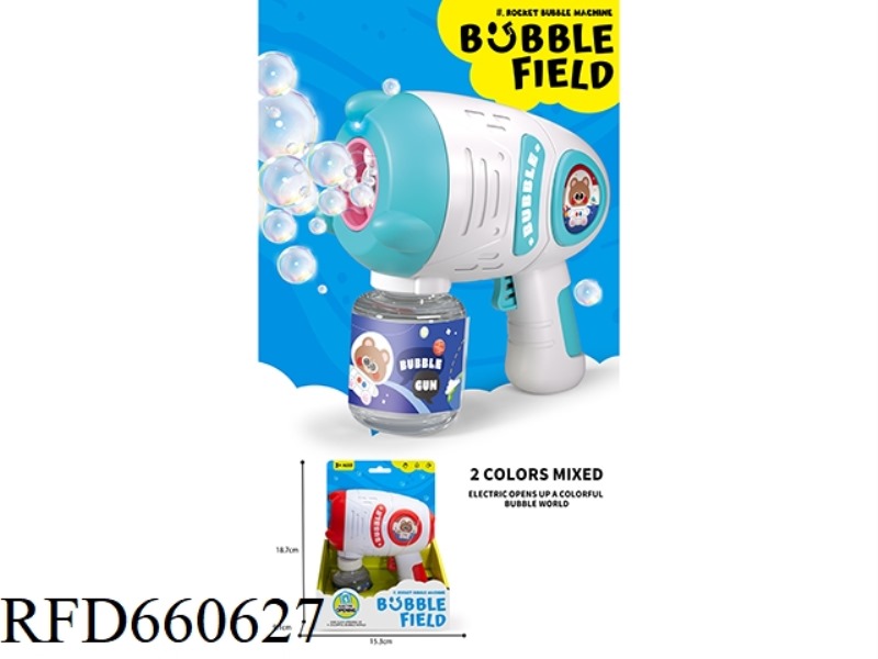 ELECTRIC ROCKET BUBBLE GUN (WITH LIGHTS) 80ML BUBBLE WATER ENGLISH VERSION