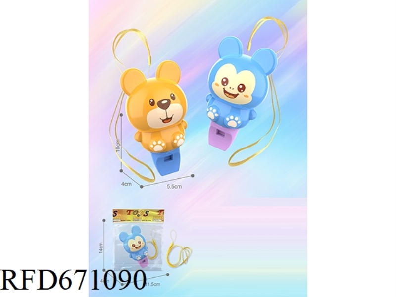 2 ANIMAL FIGURINES WHISTLE+LANYARD