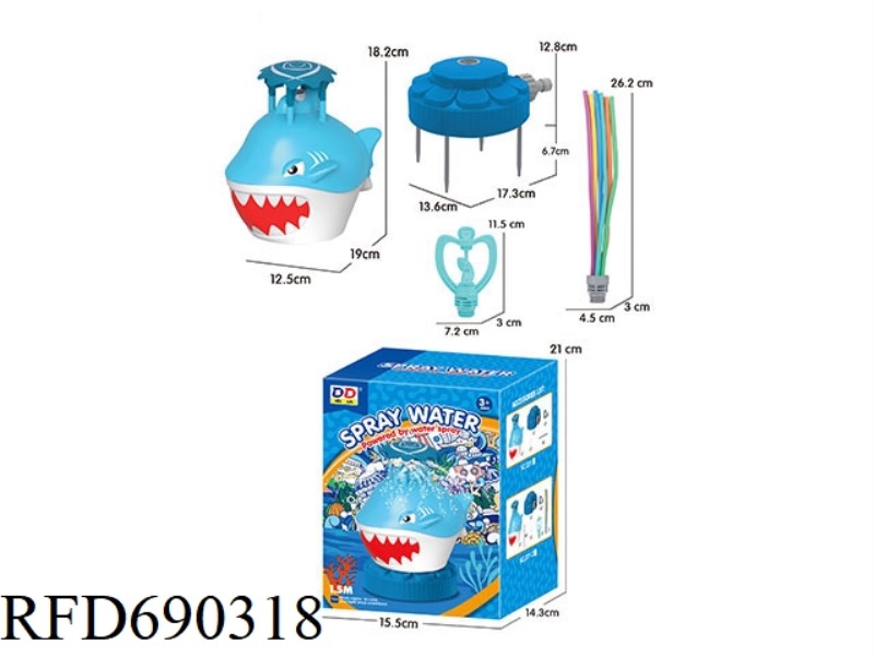 SHARK 3-IN-1 GARDEN SPRINKLER (SHARK + LAWN + SIX-HOLE WATER SPRAY