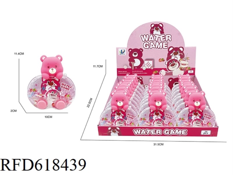 TRANSPARENT STRAWBERRY BEAR WATER MACHINE 24PCS