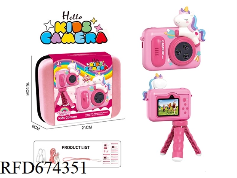 2.4-INCH PINK UNICORN CHILDREN'S MINI DSLR HIGH-DEFINITION DIGITAL CAMERA WITH STAND LANYARD - RED