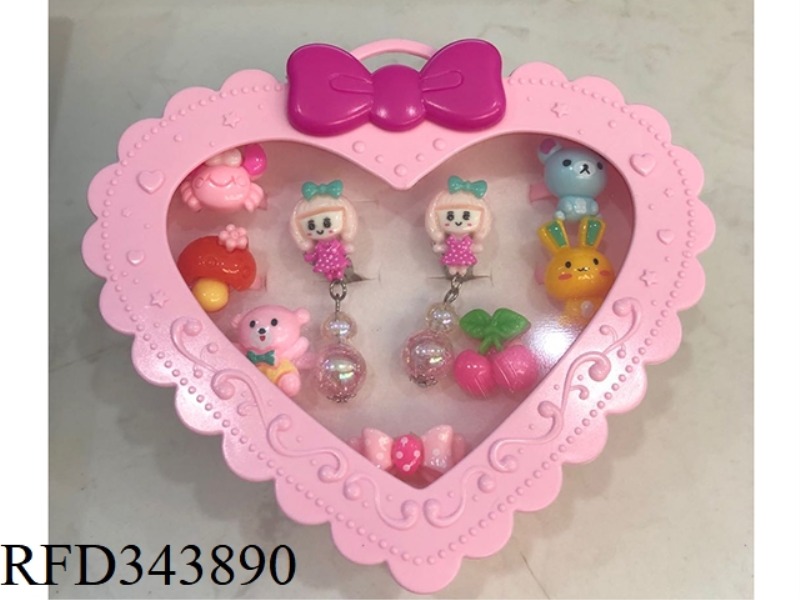 PEACH HEART MING BOX JEWELRY SET