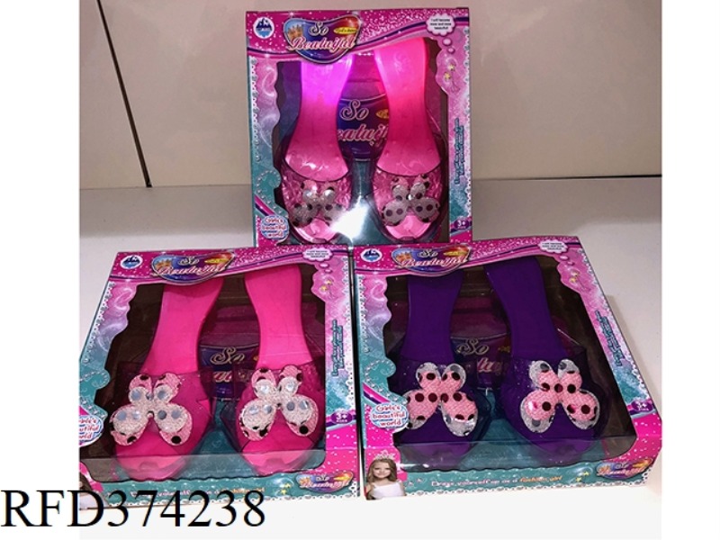 PRINCESS BARBIE HIGH-HEELED SHOES BOX FOR CHILDREN (PINK, PURPLE WITH LIGHT)
