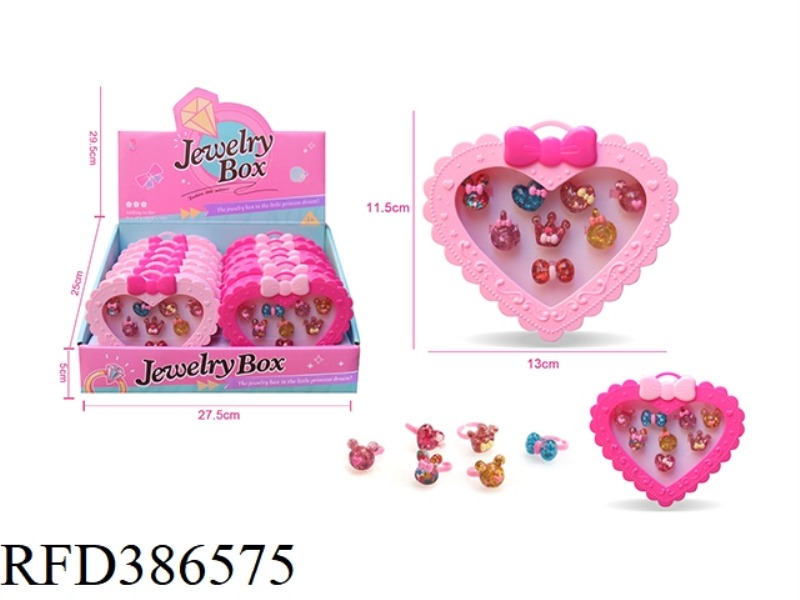 GIRL JEWELRY-CHILDREN'S CARTOON GEMSTONE RING 12PCS