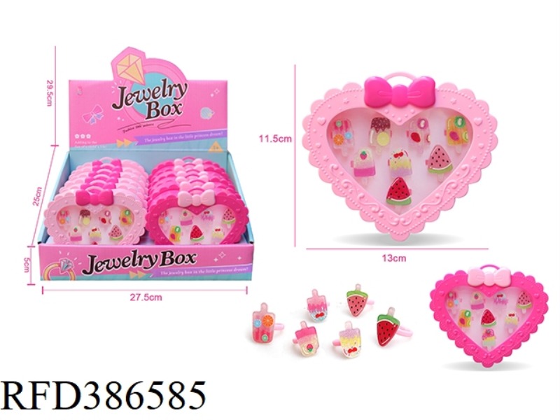 GIRL ACCESSORIES-CARTOON ICE CREAM KIDS RING 12PCS