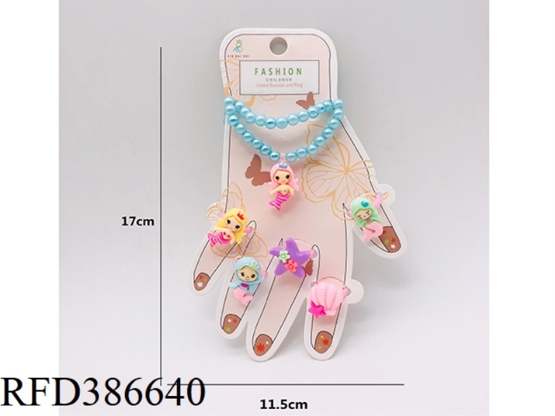 GIRL JEWELRY-MERMAID BRACELET RING SET
