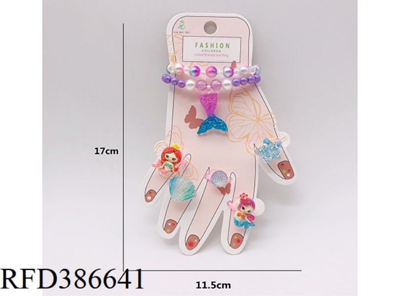 GIRL JEWELRY-MERMAID BRACELET RING SET