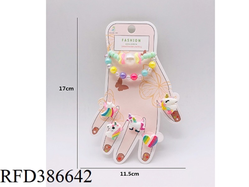 GIRL JEWELRY-UNICORN BRACELET RING SET
