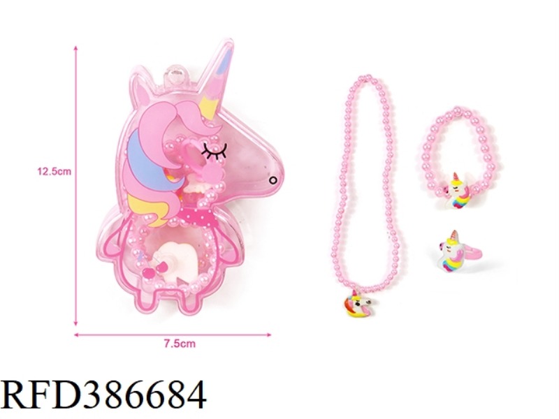 GIRL ACCESSORIES-UNICORN BOX NECKLACE RING SET