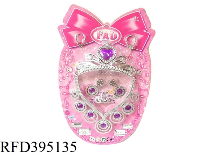 CROWN + EARRINGS + FIVE DIAMOND NECKLACE