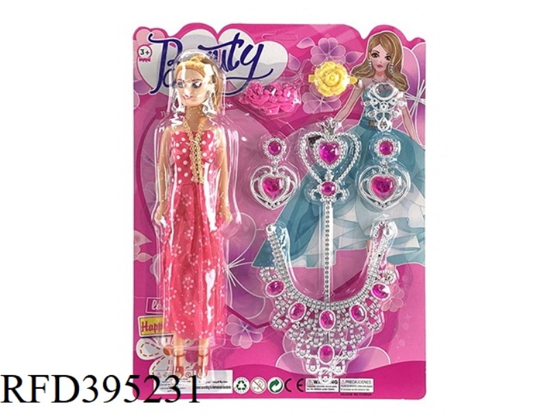EMPTY BARBIE + PEACH HEART CANE + SIX DIAMOND CHEST HANGING