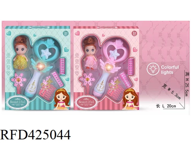 LIGHT PEACH HEART MAGIC WAND WITH LITTLE BARBIE JEWELRY SET