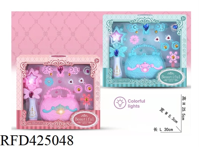 LIGHT FIVE-STAR MAGIC WAND WITH LIGHT ROUND DIAMOND BAG JEWELRY SET