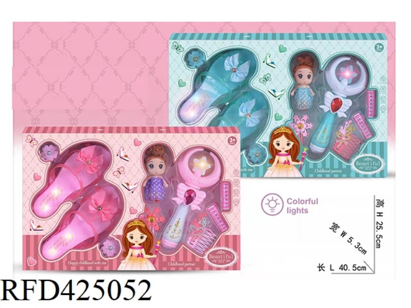 LIGHTED BARBIE SHOES WITH LIGHTED MOON MAGIC WAND JEWELRY SET