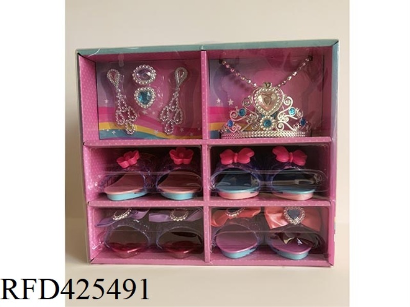 LONG EARRINGS, CROWN, SHOES AND JEWELRY COMBINATION