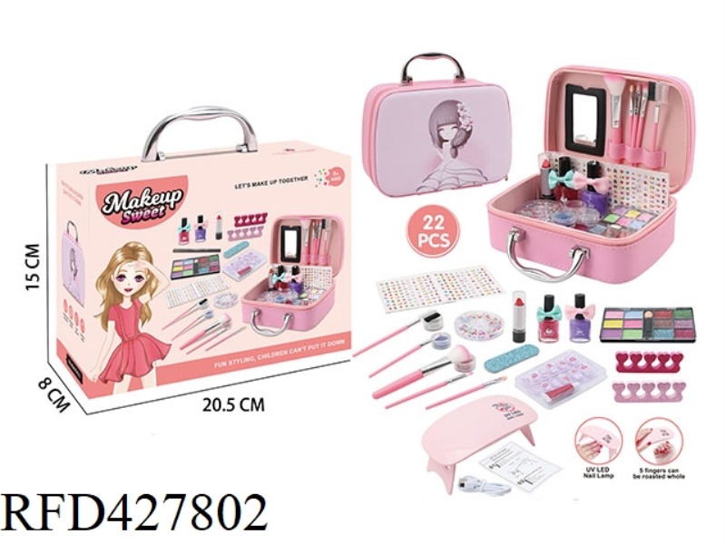 COSMETIC BAG + EYESHADOW LIPSTICK REMOVABLE ECO-FRIENDLY NAIL POLISH + LED LIGHT THERAPY NAIL MACHIN