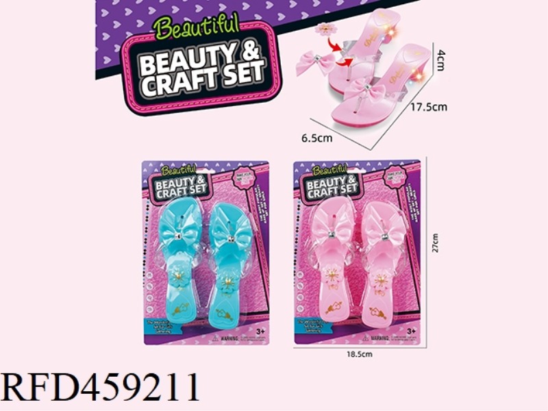LIGHTING BARBIE SHOES PINK/PINK BLUE 2 COLORS JEWELRY SET