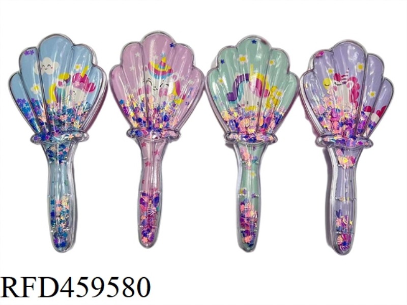 SHELL GLITTER POWDER MASSAGE COMB UNICORN