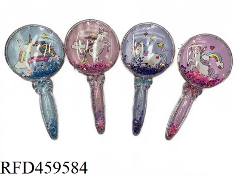 CIRCULAR GLITTER POWDER MASSAGE COMB UNICORN