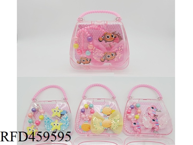 HANDBAG JEWELRY SET (NECKLACE + BRACELET + HAIRPIN) MARINE ANIMALS
